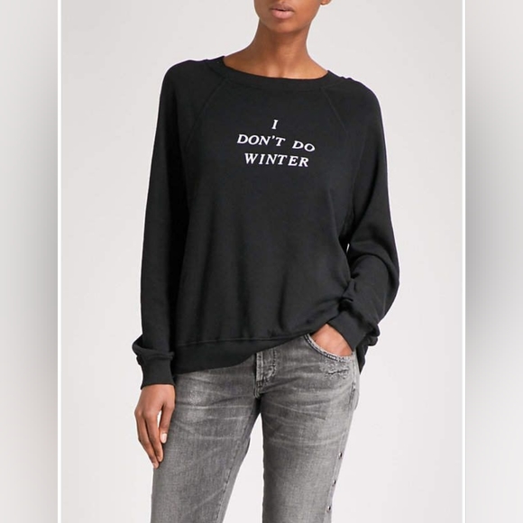 Wildfox Sweater I Don't Do Winter Sommers Sweatshirt Size XS Black - Picture 4 of 16